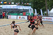 Deutsch: Beachhandball Europameisterschaften 2019 (Beach handball Euro); Tag 3: 4. Juli 2019 – Frauen, Hauptrunde Gruppe I, Ungarn-Niederlande 0:2 (20:23, 14:21) English: Beach handball Euro; Day 3: 4 July 2019 – Women Main Round Group I – Hungary-Netherlands 0:2 (20:23, 14:21)