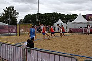 Deutsch: Beachhandball bei den Olympischen Jugendspielen 2018; Tag 4, 11. Oktober 2018; Jungs, Vorrunde, Gruppe B - Spanien-Kroatien 2:0 English: Beach handball at the 2018 Summer Youth Olympics at 11 October 2018 – Boys Preliminary Round Group B‎ – Spain-Croatia 2:0