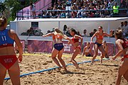 Deutsch: Beachhandball bei den Olympischen Jugendspielen 2018 in Buenos Aires; Tag 7, 13. Oktober 2018; Mädchen, Halbfinale – Niederlande-Kroatien 0:2 English: Beach handball at the 2018 Summer Youth Olympics in Buenos Aires at 13 October 2018 – Girls Semifinal – Netherlands-Croatia 0:2 Español: Handball de playa en los Juegos Olimpicos de la Juventud Buenos Aires 2018 en 13 de octubre de 2018 – Semifinales Femeninas - Países Bajos-Croacia 0:2