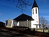 Exterior view of the Church of Saint Lucia in mountains