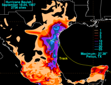 Rainfall from Hurricane Beulah across Mexico and Texas Beulah 1967 rainfall.png