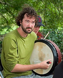 A modern bodhran player Bodhran player.jpg