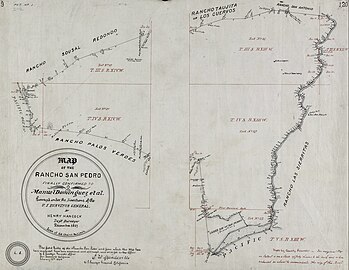 1857 survey mentions freshwater lakes near the Rancho San Pedro–Rancho Palos Verdes border