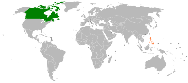 Canada and the Philippines by Plumoyr at English Wikipedia [GFDL (http://www.gnu.org/copyleft/fdl.html) or CC-BY-SA-3.0 (http://creativecommons.org/licenses/by-sa/3.0/)], via Wikimedia Commons