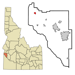 Canyon Countys läge i Idaho och Parmas läge i countyt.