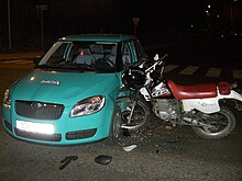 Motorcycle crash into a car Car vs motorcycle accident.jpg