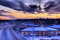 English: Sunset on Christmas Day at the Pasila railway yards Suomi: Auringonlasku joulupäivänä Pasilan ratapihalla