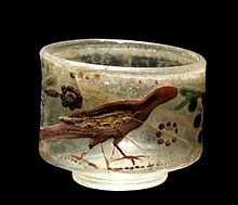 "Circus beaker" from Roman Iron Age, found in Varpelev, Denmark Cirkusbaeger-fra-Varpelev DO-2608 original.jpg