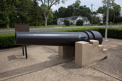 Brooke rifle in front of the Jackson City Hall