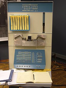 Mainframe computer with punched tapes