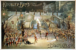 The Black Crook, which ran from 1866 to 1868, was the first Broadway show to run for over one year. Crookfinale.jpg