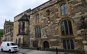 The former exchequer on Palace Green, Durham, (right) is the only surviving medieval administrative building of the palatinate. It was built by Robert Neville, bishop 1438-57. DURHAM CATHEDRAL The former exchequer and palatinate built for Bishop Neville 1438-1457.JPG