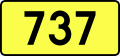 English: Sign of DW 737 with oficial font Drogowskaz and adequate dimensions.