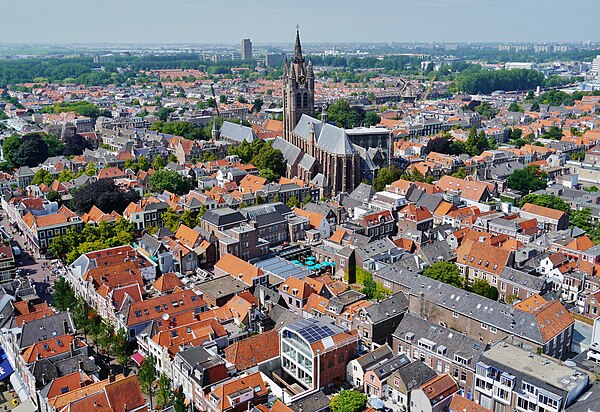 A view of Delft with the Oude Kerk in the centre