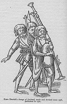 A Bagpiper as depicted in The Image of Irelande (1581). Derrickepiper.jpg