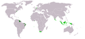 图4.时间交错的荷兰帝国地图，深绿色代表荷兰西印度公司辖地，浅绿色代表荷兰东印度公司辖地