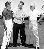 (L. to r.) Ed Sullivan, Red Skelton and Wilbur Clark playing golf at the hotel in June 1959 Ed Sullivan Red Skelton Wilbur Clark Desert Inn Las Vegas 1959.JPG