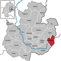 Läget för Ehrenberg (Rhön) i Landkreis Fulda