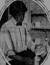 Elmer Lee in his laboratory making plant milk made from chopped oats, ground peanuts and water