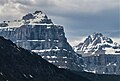 Epaulette Mountain (left) and Kaufmann Peaks (right) viewed from southeast along Icefields Parkway