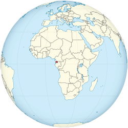Equatorial Guinea on the globe (Africa centered)