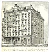 Detroit Tool Depot, 1851, (renovated in 1877) NE Corner of Woodward and Congress, part of this building is still standing today.