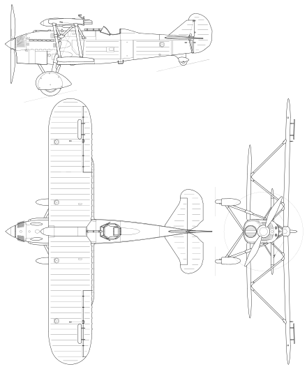 3-view drawing of Fiat CR.32
