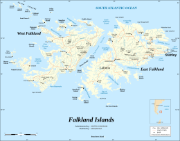 Map of the modern Falkland Islands Falkland Islands map shaded relief-en.svg