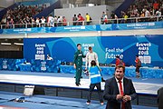 Deutsch: Fechten bei den Olympischen Jugend-Sommerspielen 2018: Tag 1, 7. Oktober 2018, Jungen, Säbel, Finale - Krisztián Rabb (HUN) - Hyun Jun (KOR) (USA) 15:13 English: Fencing at the 2018 Summer Youth Olympics at 7 October 2018 – Boys' sabre Gold medal match – Krisztián Rabb (HUN) Vs Hyun Jun (KOR) (USA) 15:13