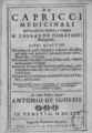Fioravanti - De’ capricci medicinali, 1670