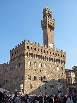 The Palazzo della Signoria, better known as the Palazzo Vecchio (English: The Old Palace) Firenze.PalVecchio05.JPG
