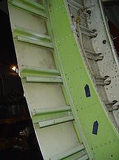 Sectioned fuselage showing frames, stringers and skin all made of aluminium