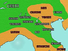 Cartina dei domini celtici in Italia.