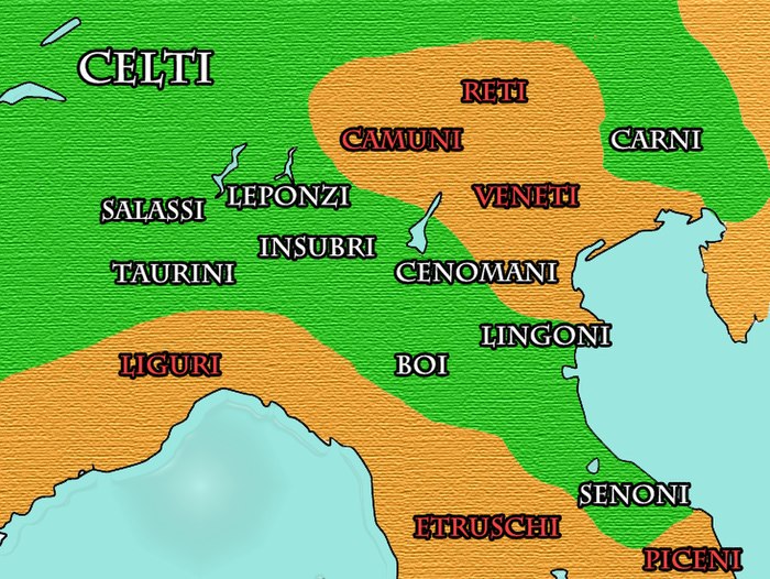 Mediolanum: Origine del nome, Luogo di fondazione, Mappa dei popoli della Gallia Cisalpina