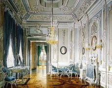 Interior rococó del palaciu de Gatchina, cerca de San Petersburgu, en Rusia.