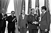 Gen. Alexander Haig is presented the Distinguished Service Medal by President Richard Nixon in the Oval Office on 4 January 1973. General Alexander Haig being presented with the Distinguished Service Medal by President Richard Nixon at the White House.jpg