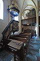 English: Baroque pulpit and organ gallery Deutsch: Barocke Kanzel und Orgelempore