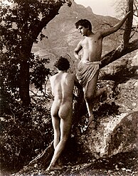 Wilhelm von Gloeden, Two male nudes outdoors c1900
