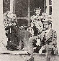 Governor Elias Carr, First Lady Eleanor Kearny Carr, and two others on the front porch at Bracebridge Hall Governor Carr and family.jpg