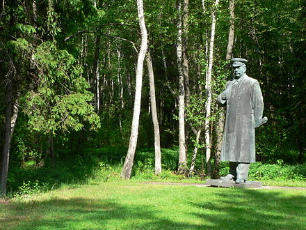 A statue of Joseph Stalin in Grūtas Park near Druskininkai, Lithuania. It originally stood in Vilnius, Lithuania.