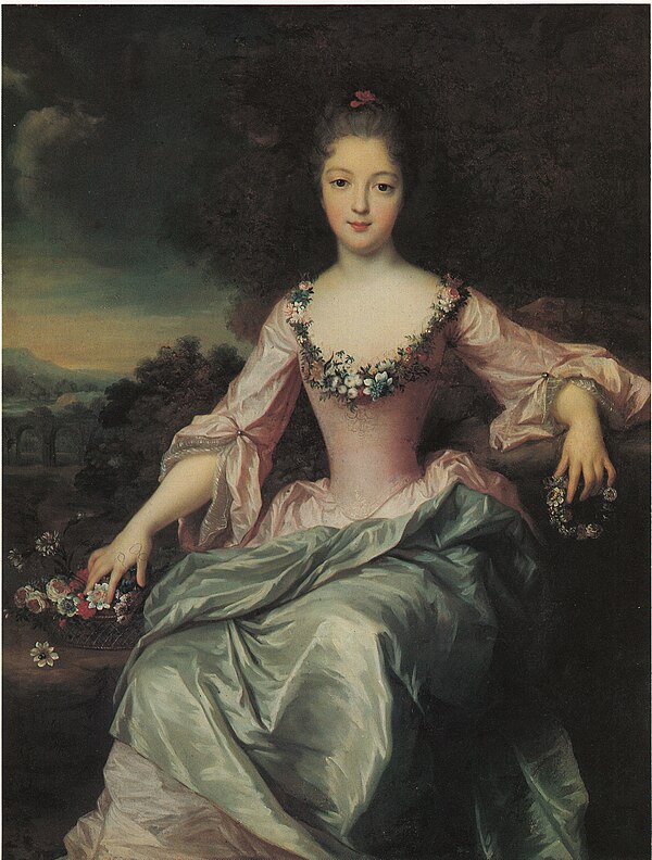 Portrait of Marie Anne in 1720 (by Gustaf Lundberg, after Jean-Baptiste Santerre)