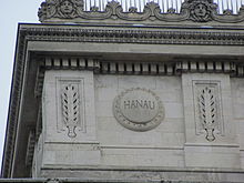 Inscription for the Battle of Hanau on the Arc de Triomphe Hanau auf Arc de Triomphe.JPG
