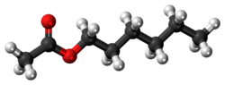 Ball-and-stick-model van het hexylacetaatmolecuul