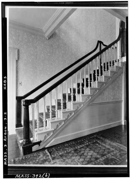 File:Historic American Buildings Survey Arthur C. Haskell, Photographer Nov. 27, 1937 (b) INT. -MAIN STAIRWAY, 1st. FLOOR - Dr. Bezaleel Mann House, North Attleboro, Bristol County, HABS MASS,3-ATBON,3-2.tif