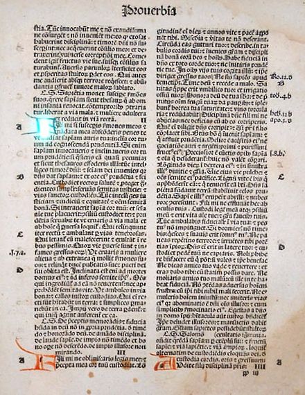 A page of the Book of Proverbs from a Bible from 1497