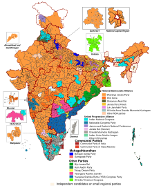 17th Lok Sabha (2019) Indian General Election 2019.svg