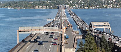 Interstate 90 floating bridges from East Portal Viewpoint, Sept. 2019.jpg