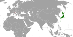 JapanとSan Marinoの位置を示した地図