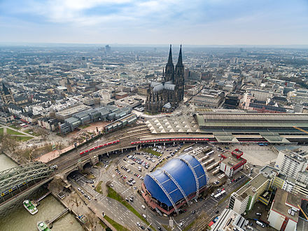 The Hauptbahnhof of Cologne is right at the foot of the cathedral and serves as an international and regional railway hub