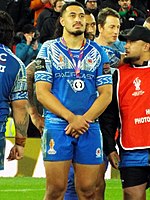 Kelma Tuilagi at the 2021 Rugby League World Cup Final Kelma Tuilagi Samoa.jpg